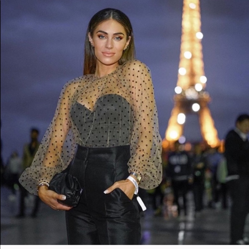 Last One!! NASTYGAL Polka Dot Mesh Balloon Blouse